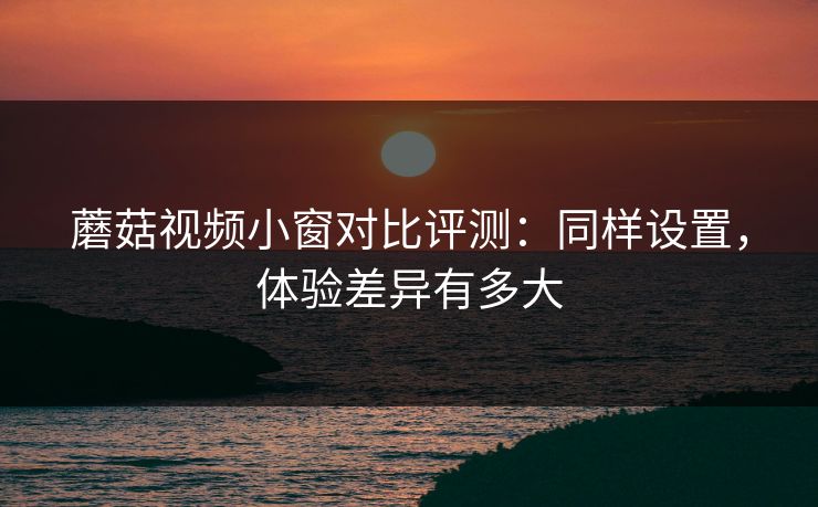 蘑菇视频小窗对比评测：同样设置，体验差异有多大
