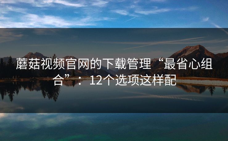 蘑菇视频官网的下载管理“最省心组合”：12个选项这样配