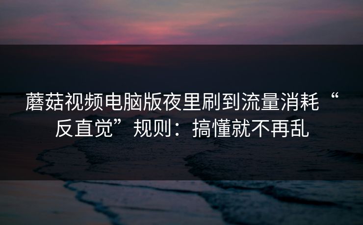 蘑菇视频电脑版夜里刷到流量消耗“反直觉”规则：搞懂就不再乱