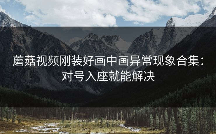 蘑菇视频刚装好画中画异常现象合集：对号入座就能解决