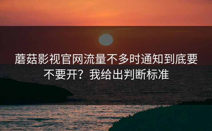 蘑菇影视官网流量不多时通知到底要不要开？我给出判断标准